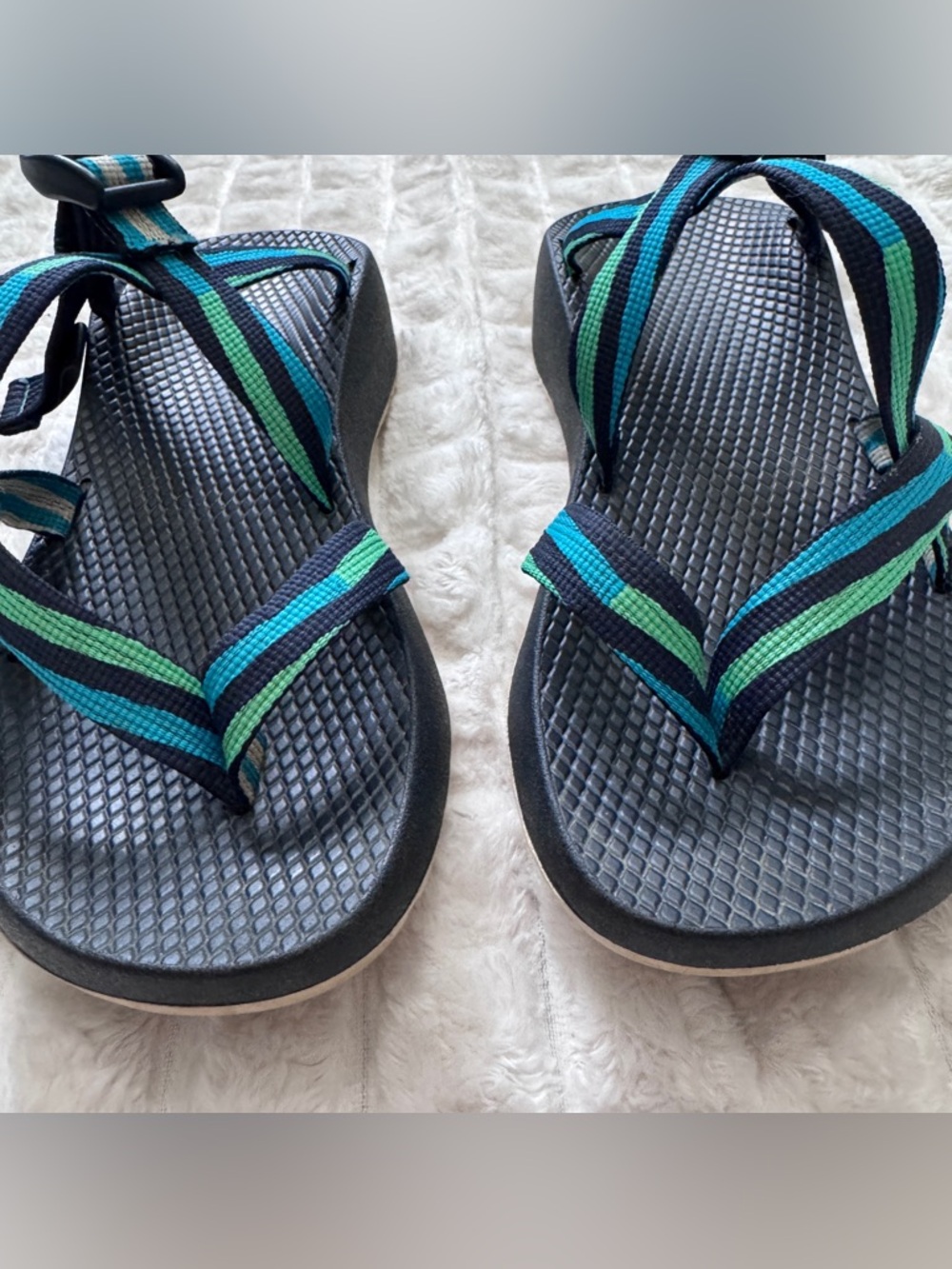 Chaco 9 Tegu Blue & Green Strap Sandals ~ Outdoor Hiking Water Adjustable - Picture 3 of 8